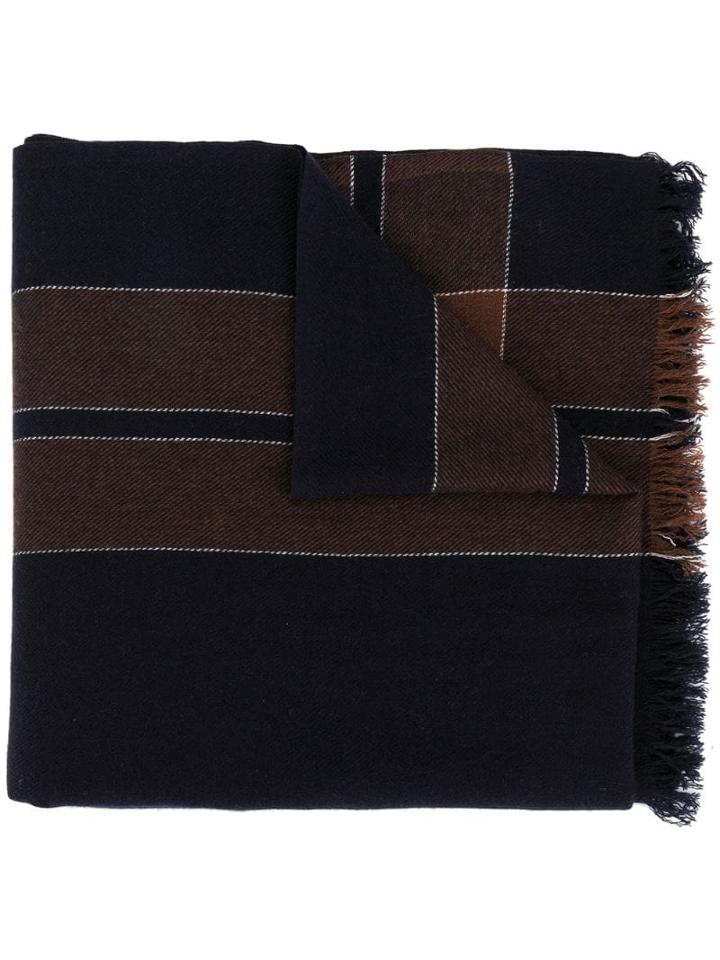 Brunello Cucinelli Checked Intarsia Scarf - Blue