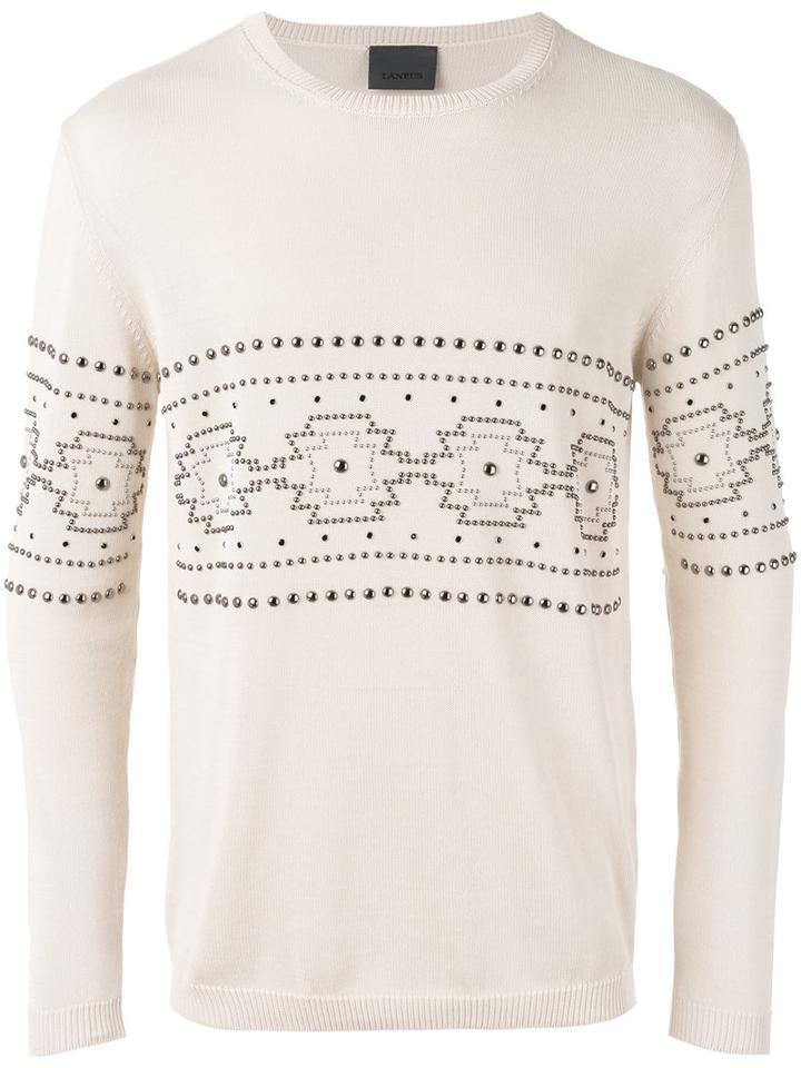 Laneus Studded Jumper, Men's, Size: 48, Nude/neutrals, Cotton/acrylates/c10-30 Alkyl Acrylate Crosspolymer