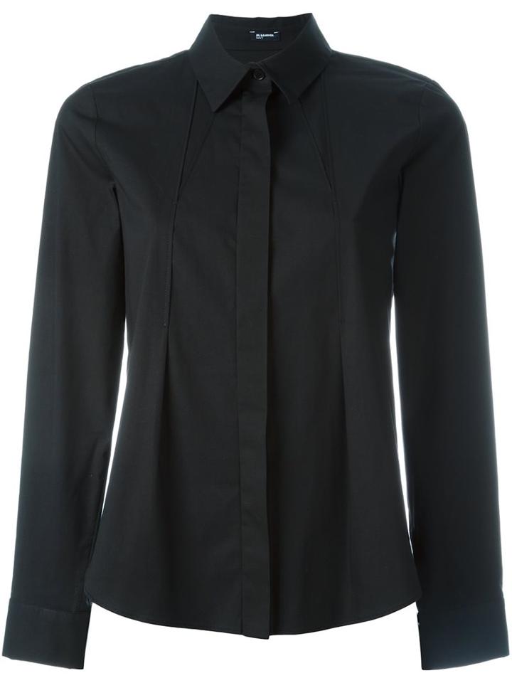 Jil Sander Navy Front Pleat Shirt