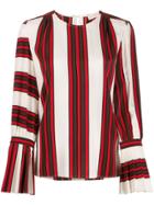 Tory Burch Striped Flare-sleeve Blouse - White