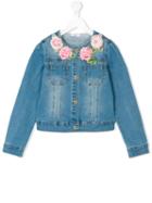 Monnalisa - Embroidered Flower Denim Jacket - Kids - Cotton/polyester/spandex/elastane - 4 Yrs, Toddler Girl's, Blue