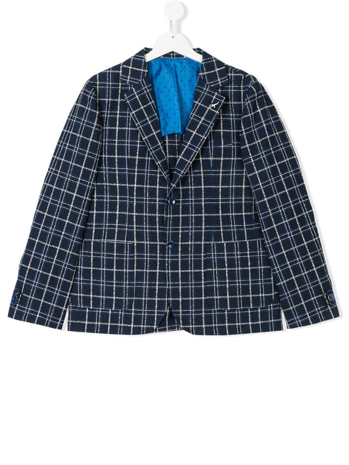 Bugatti Kids Teen Check Patterned Blazer - Blue