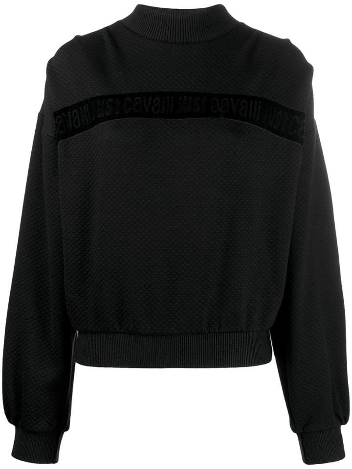 Just Cavalli Velvet Trim Jumper - Black