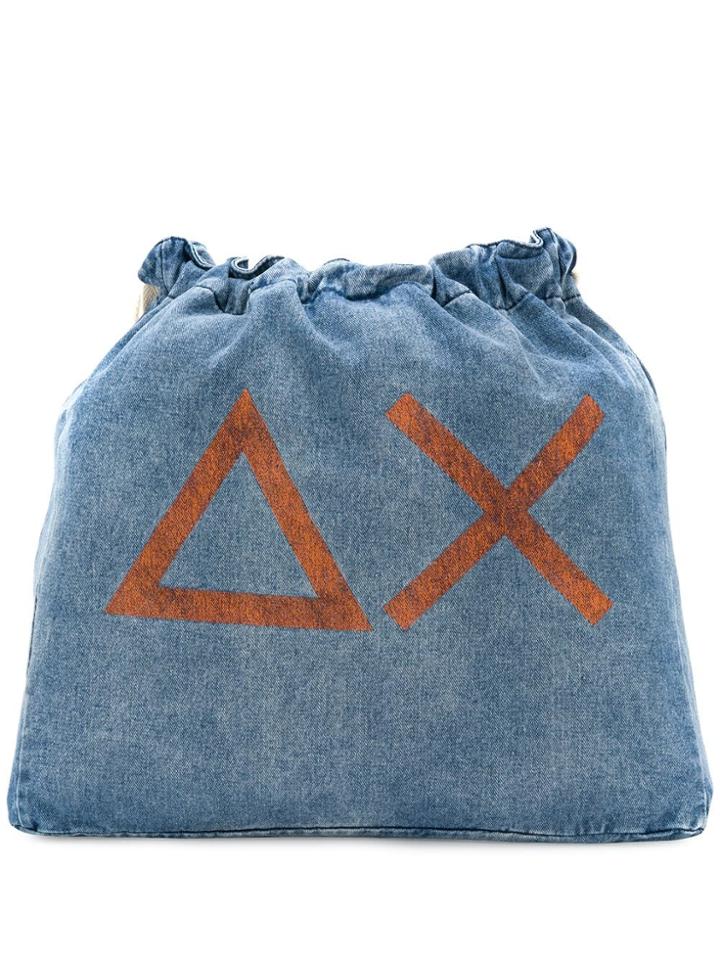 Sun 68 Drawstring Denim Backpack - Blue