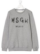 Msgm Kids Teen Logo Print Sweatshirt - Grey