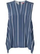 Des Prés Striped Asymmetric Blouse - Blue