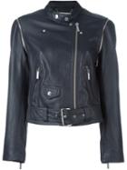 Michael Michael Kors Biker Jacket, Women's, Size: Xs, Blue, Lamb Skin/polyester/spandex/elastane