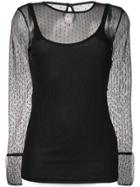 Luisa Cerano Dot Patterned Sheer Top - Black