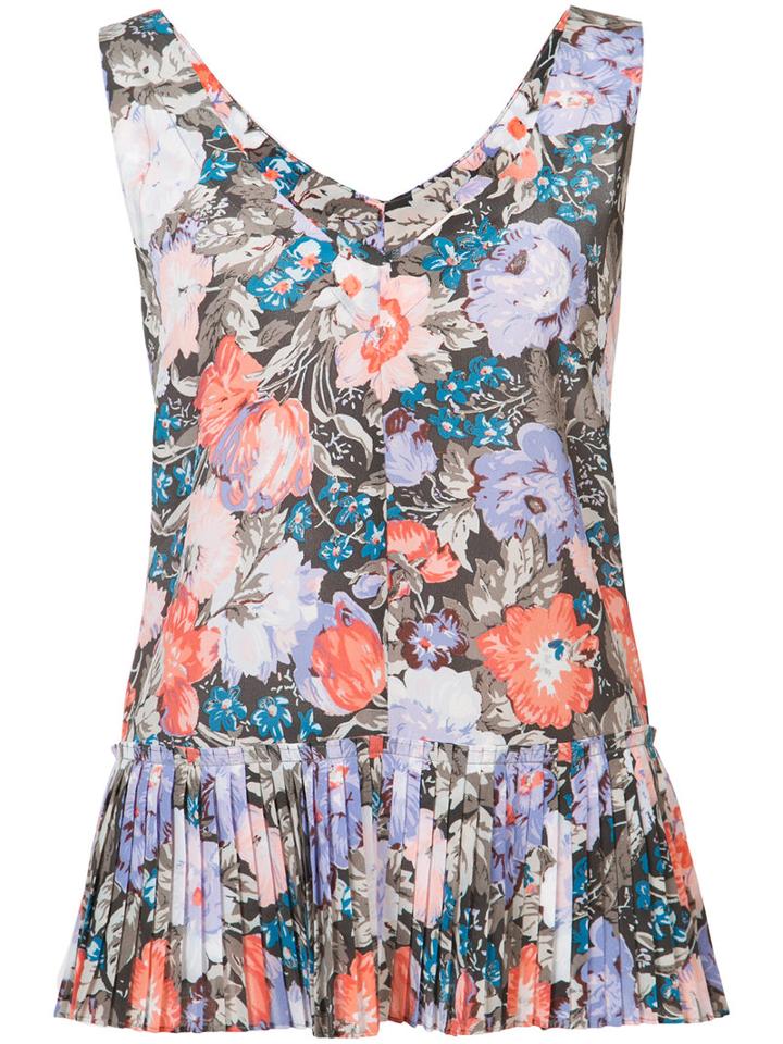 Rebecca Taylor - Floral Plated Hem Blouse - Women - Silk - 6, Silk