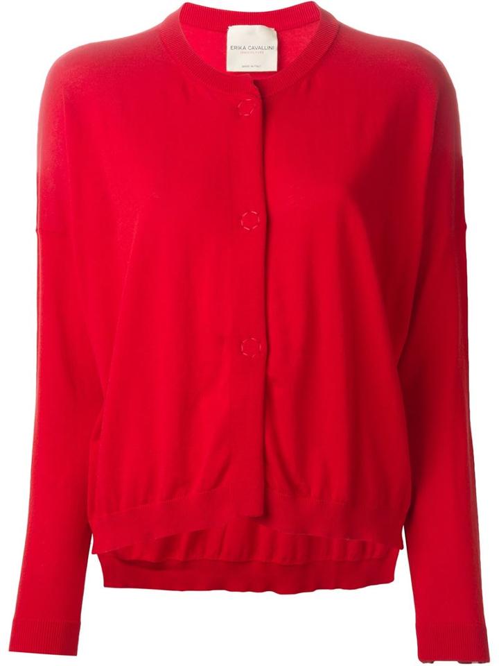 Erika Cavallini Dropped Shoulder Cardigan, Women's, Size: Xl, Red, Cotton