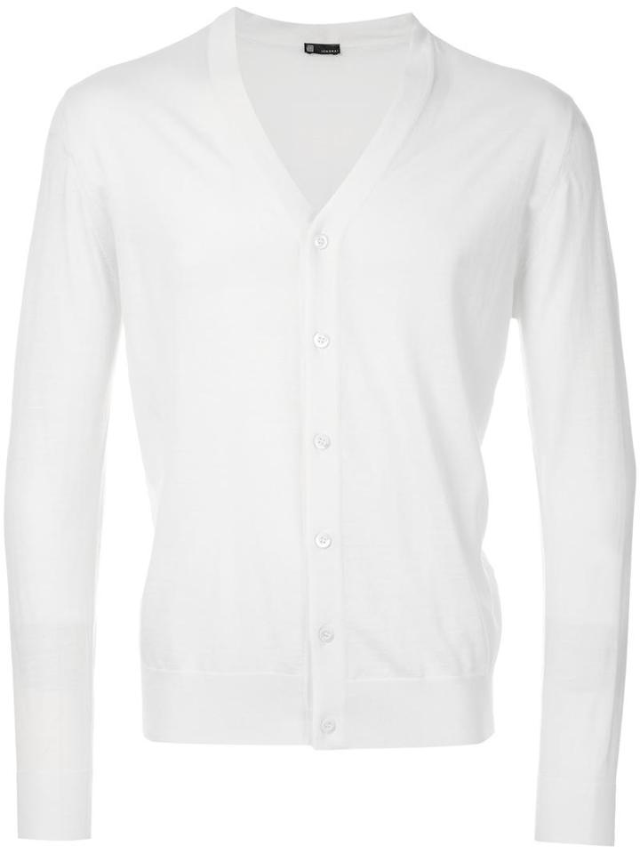 Strasburgo Classic Cardigan, Men's, Size: 46, White, Cashmere