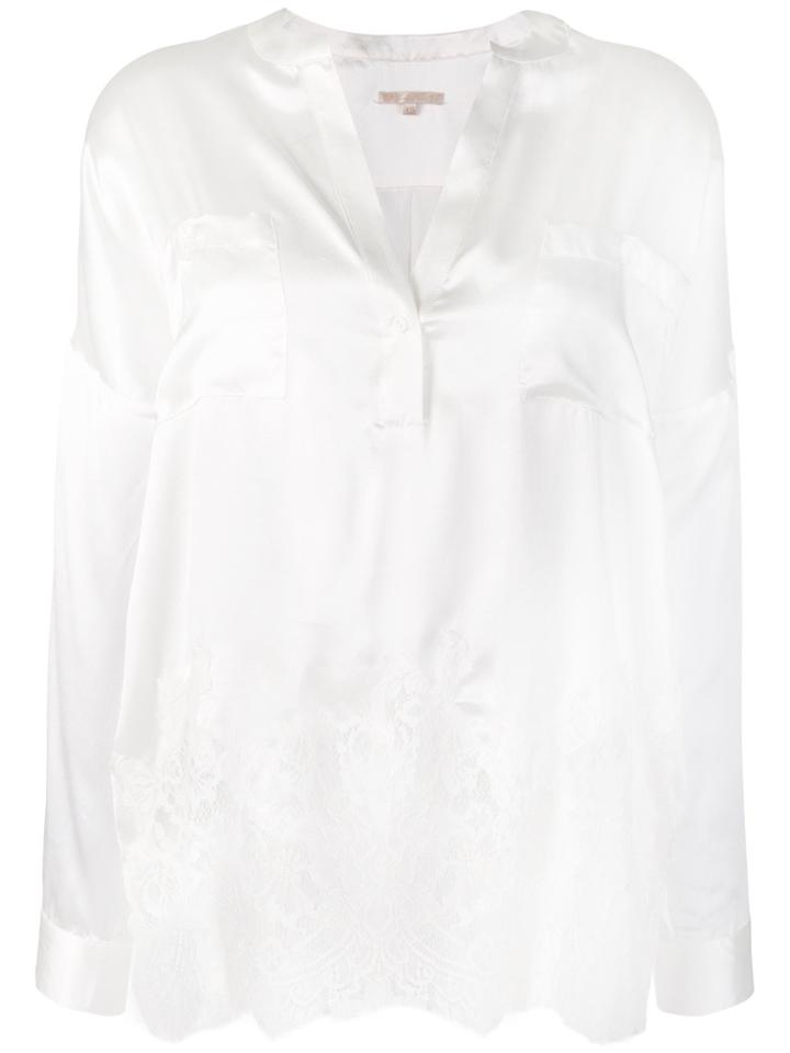 Gold Hawk Scalloped Lace Shirt - White