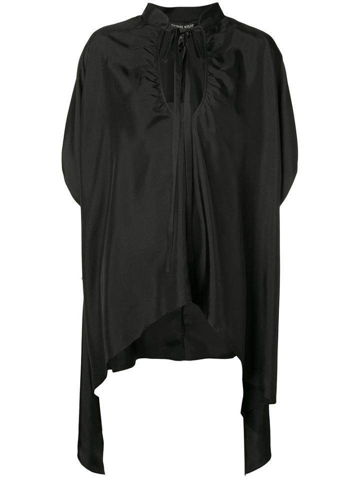 Wind Flower Top - Women - Silk - M, Black, Silk, Thomas Wylde