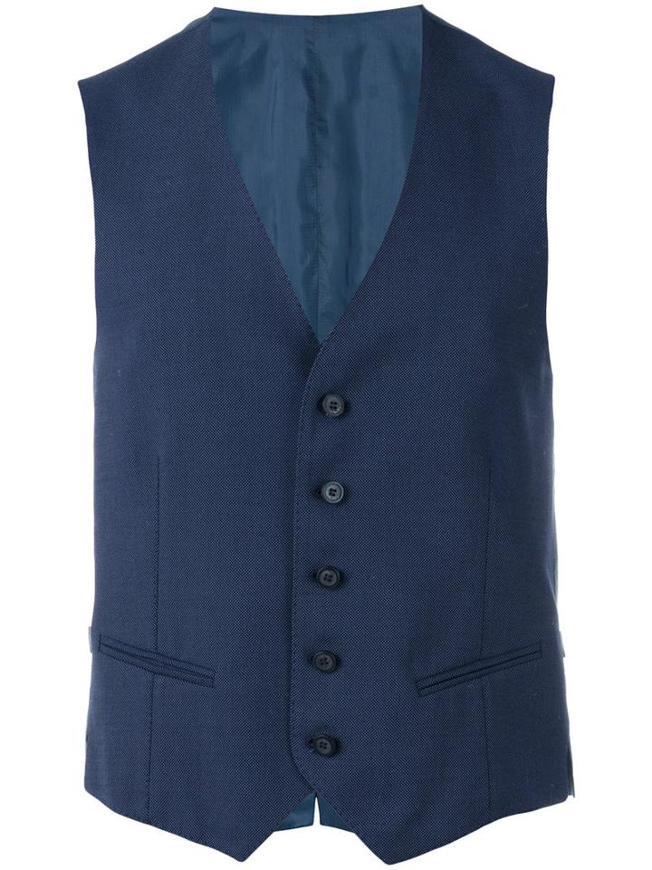 Tonello - Fitted Waistcoat - Men - Cotton/mohair/virgin Wool - 52, Blue, Cotton/mohair/virgin Wool