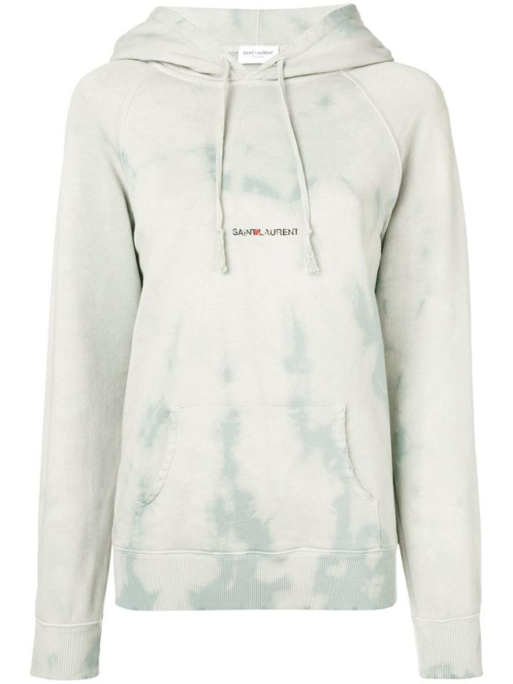 Saint Laurent Logo Print Hoodie - Blue