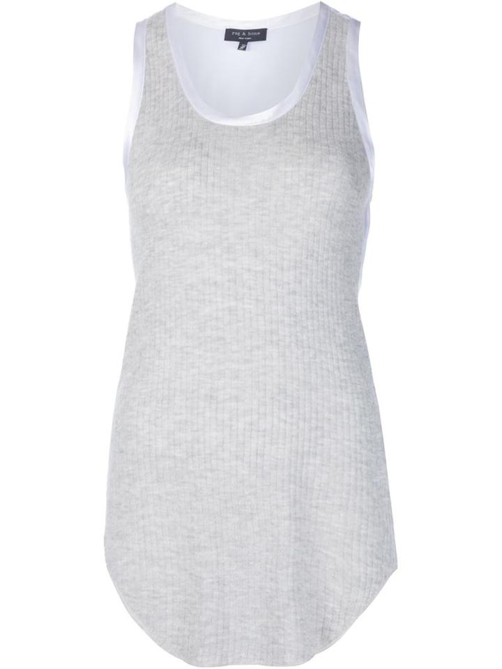 Rag & Bone Ribbed Contrast Inset Tank Top, Women's, Size: Xs, Grey, Nylon/wool/alpaca