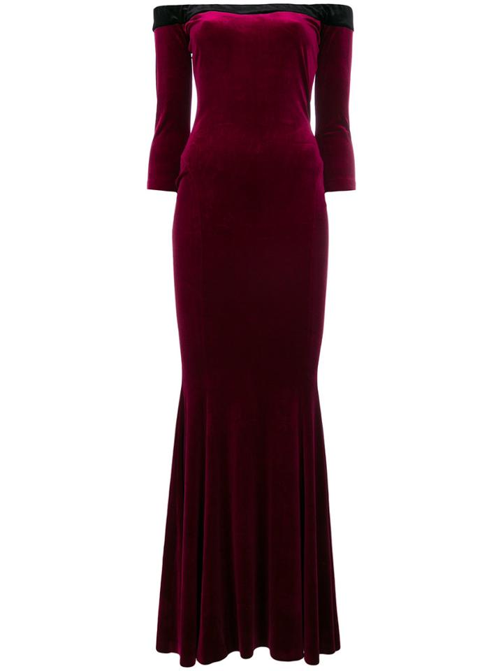 Norma Kamali Contrast Trim Fishtail Dress - Red