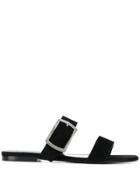 Saint Laurent Oak Flat Sandals - Black