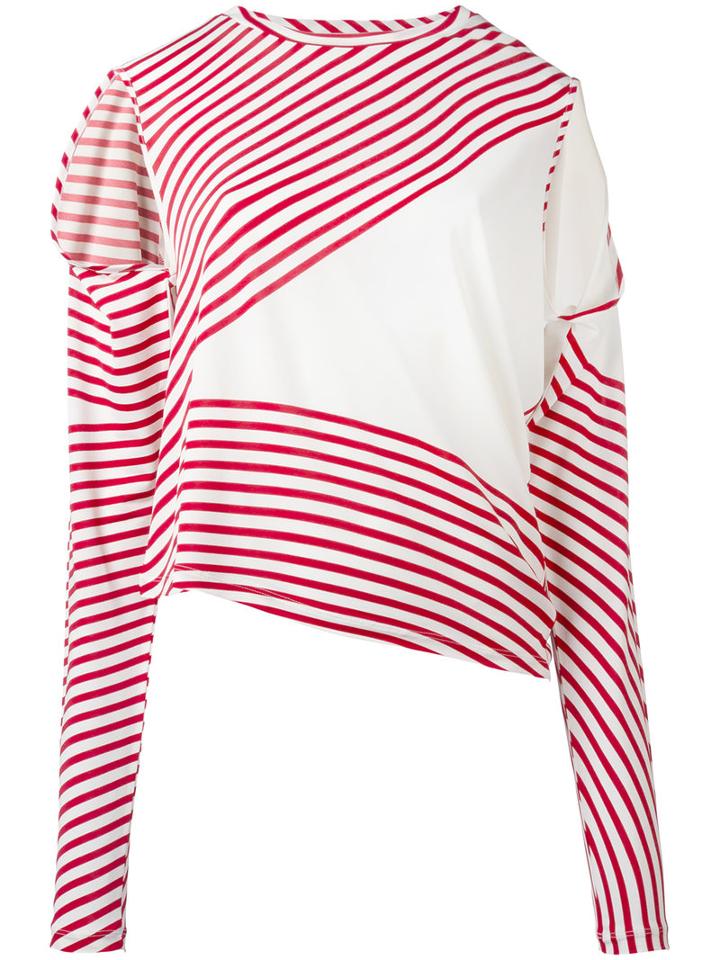 Mm6 Maison Margiela Asymmetric Striped Sweater, Women's, Size: Small, Red, Viscose/spandex/elastane