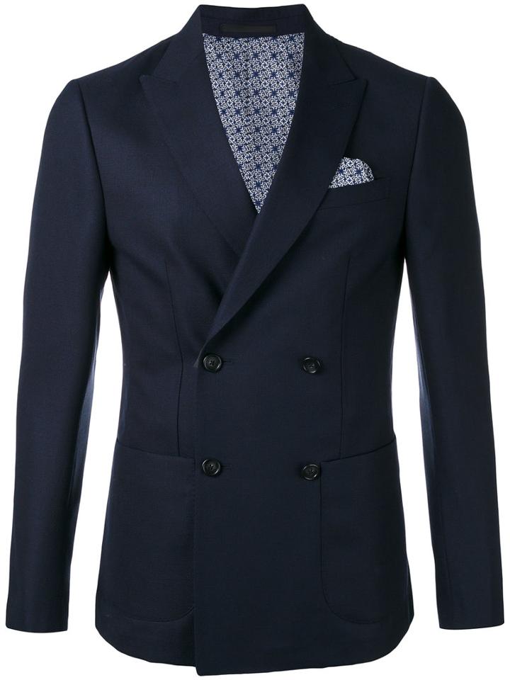 Z Zegna - Pointed Lapels Double-breasted Blazer - Men - Cotton/cupro/wool - 52, Blue, Cotton/cupro/wool