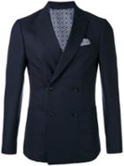 Z Zegna - Pointed Lapels Double-breasted Blazer - Men - Cotton/cupro/wool - 52, Blue, Cotton/cupro/wool