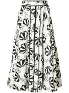 Carolina Herrera - Printed Flared Skirt - Women - Cotton/spandex/elastane - 10, White, Cotton/spandex/elastane