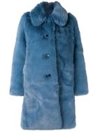 Marc Jacobs Plush Faux Fur Coat - Blue