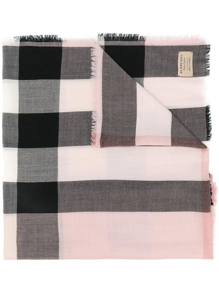 Burberry - Woven Check Cashmere Scarf - Women - Cashmere - One Size, Pink/purple, Cashmere