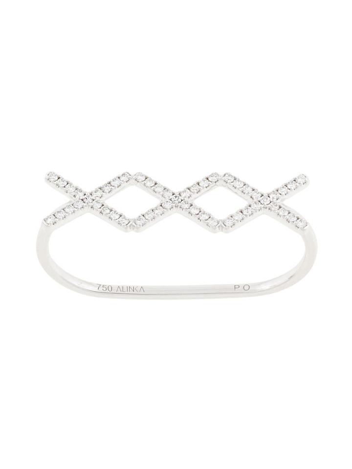 Alinka 18kt White Gold Katia Trio Diamond Ring - Silver