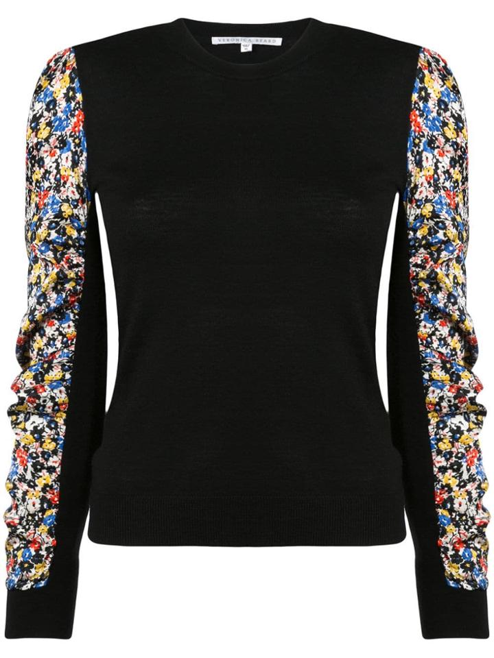 Veronica Beard Floral Print Sleeve Jumper - Black