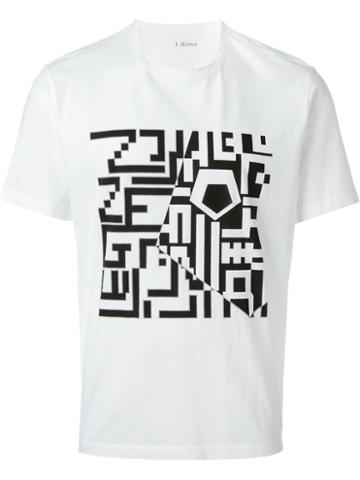Z Zegna Geometric Print T-shirt, Men's, Size: M, White, Cotton