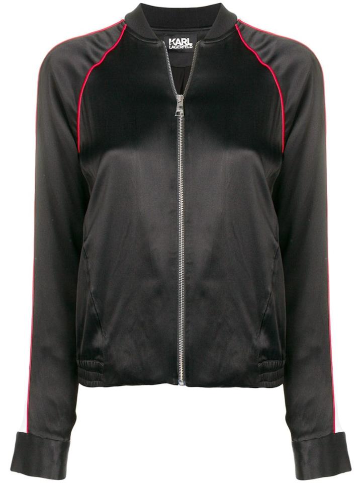 Karl Lagerfeld Karl Signature Satin Bomber - Black