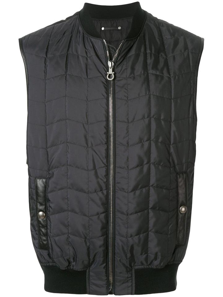 Salvatore Ferragamo Ribbed Trim Gilet - Blue