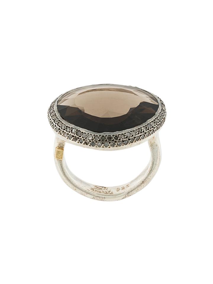 Rosa Maria Smokey Quartz And Diamond Ring - Metallic