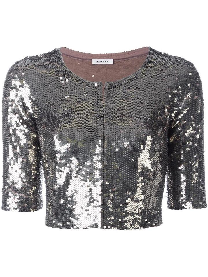 P.a.r.o.s.h. Sequin Embellished Jacket, Women's, Size: Large, Grey, Polyamide/spandex/elastane/pvc