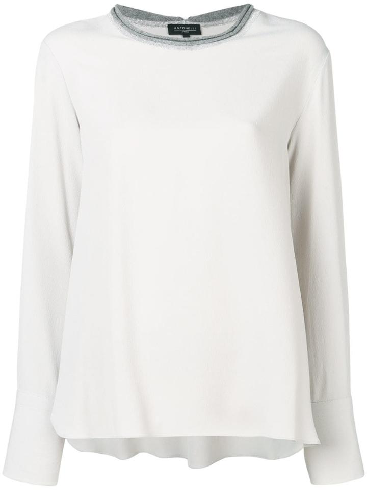 Antonelli Contrasting Collar Blouse - Grey
