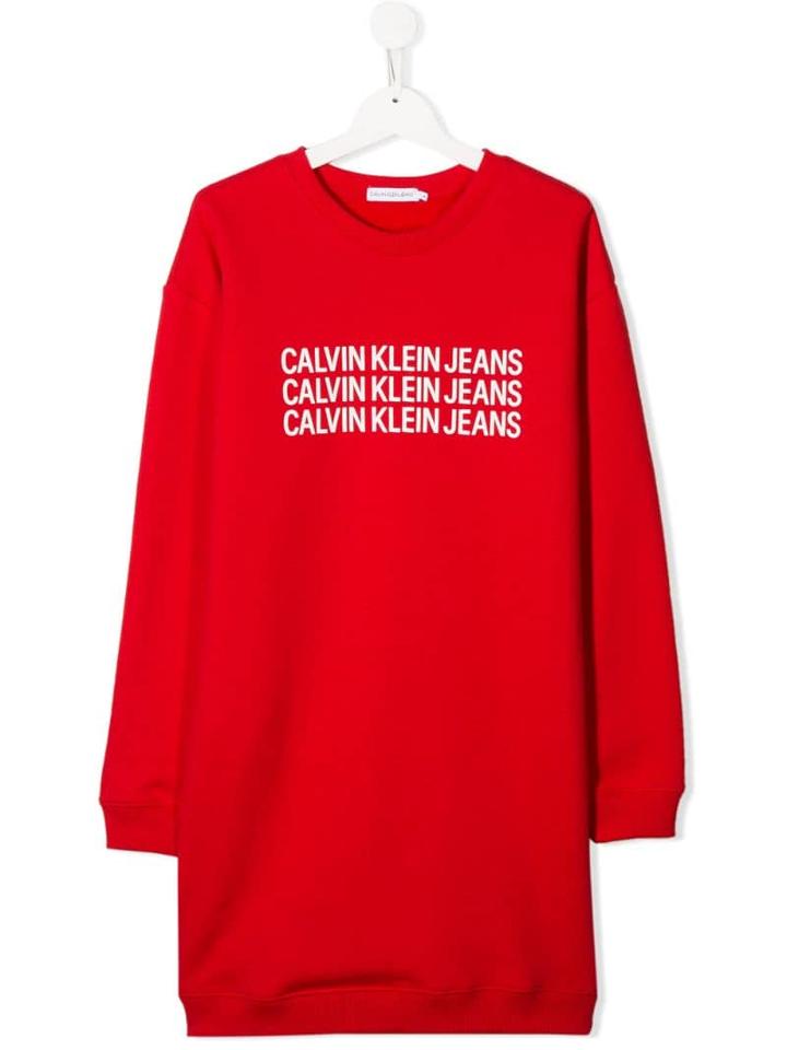 Calvin Klein Kids Teen Logo Sweater Dress - Red