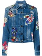 Saint Laurent Floral Patch Denim Jacket - Blue
