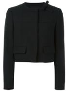Red Valentino Bow Detail Cropped Jacket, Women's, Size: 38, Black, Acetate/polyester/spandex/elastane
