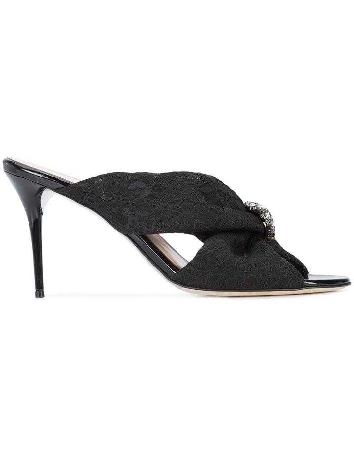 Oscar De La Renta Glenn Lace Mules - Black