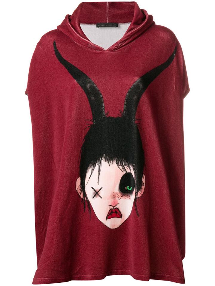 Barbara Bologna 'morbid' Graphic Print Hooded T-shirt - Red