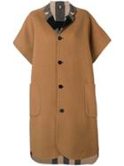 Burberry Solid To Check Cape - Brown