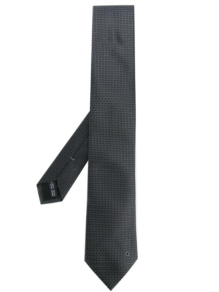 Salvatore Ferragamo Embroidered Gancio Tie - Black