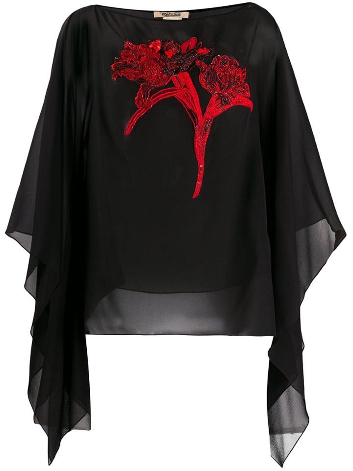 Roberto Cavalli Embroidered Beaded Blouse - Black