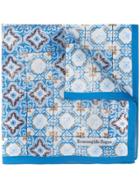 Ermenegildo Zegna Tile Printed Pocket Square - Blue