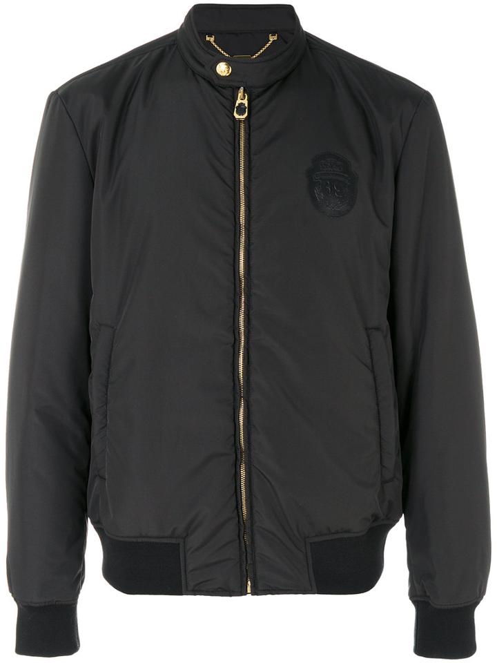 Billionaire - Logo Patch Bomber Jacket - Men - Acrylic/polyester/polyurethane/wool - 56, Black, Acrylic/polyester/polyurethane/wool