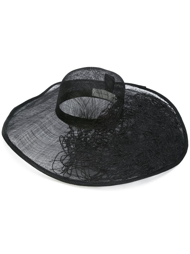 Isabel Benenato - Wide Brim Hat - Women - Cotton/straw - M, Women's, Black, Cotton/straw