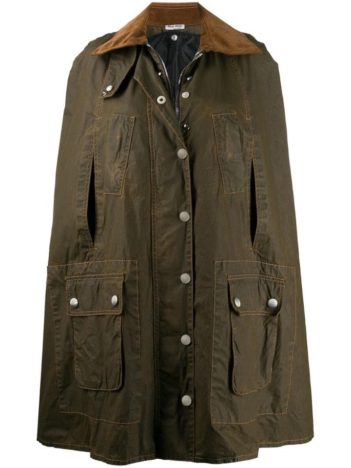 Miu Miu Waxed Cape - Green