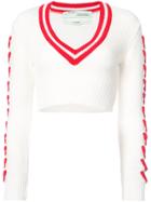 Off-white Cropped Corset-style Sweater