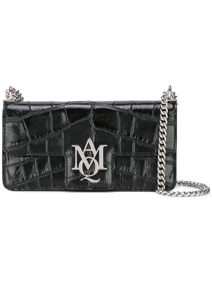 Alexander Mcqueen 'insignia' Clutch Satchel, Women's, Black, Calf Leather